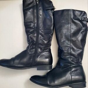 Aldo Black Knee Length Leather Boots Size 7.5